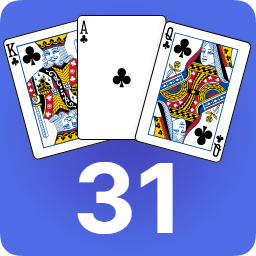 A Logo of the game 31 (Blitz/ Schwimmen). 3 Ace cards are shown.